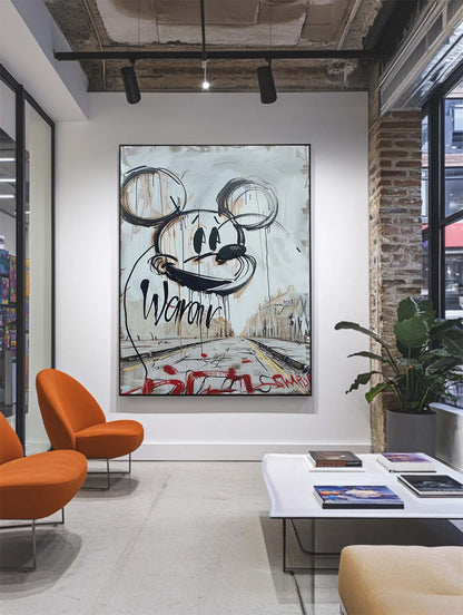 Mickey Mouse Graffiti Disney Abstract Art Canvas Painting Pop Wall Decor for sale