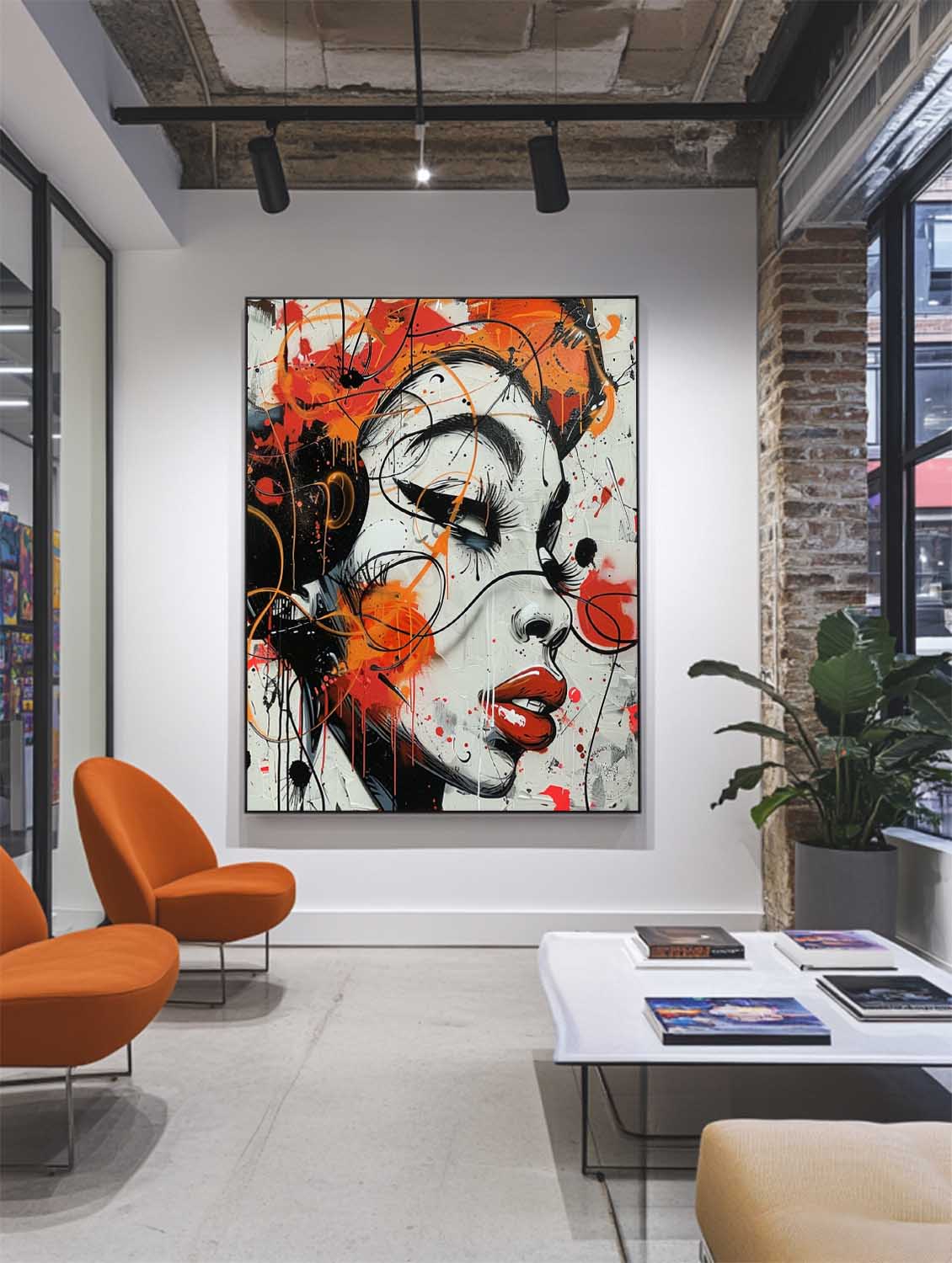 Colorful Abstract Female Wall Art Contemporary Female Portrait Canvas Graffiti Abstract Painting