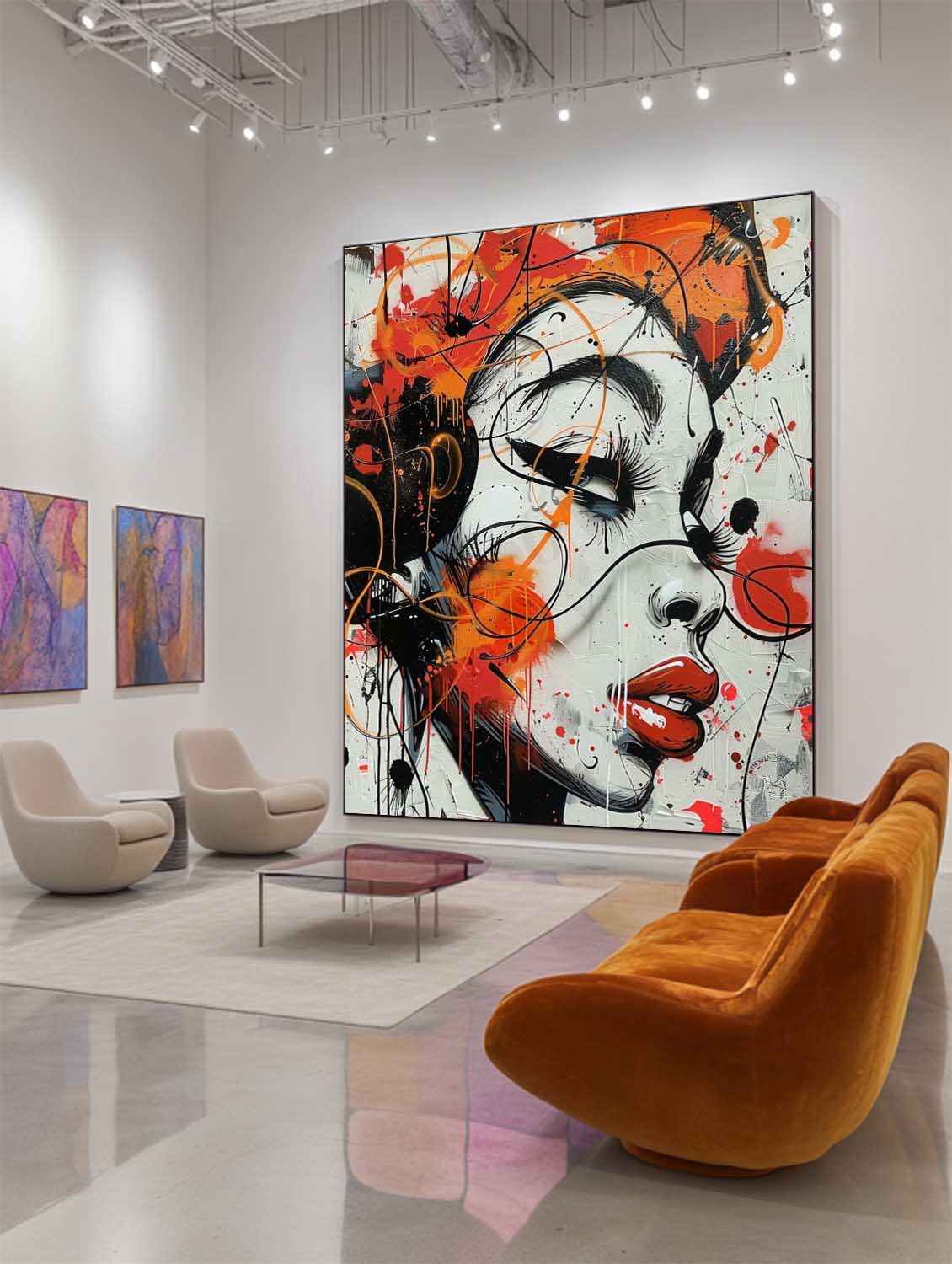 Colorful Abstract Female Wall Art Contemporary Female Portrait Canvas Graffiti Abstract Painting