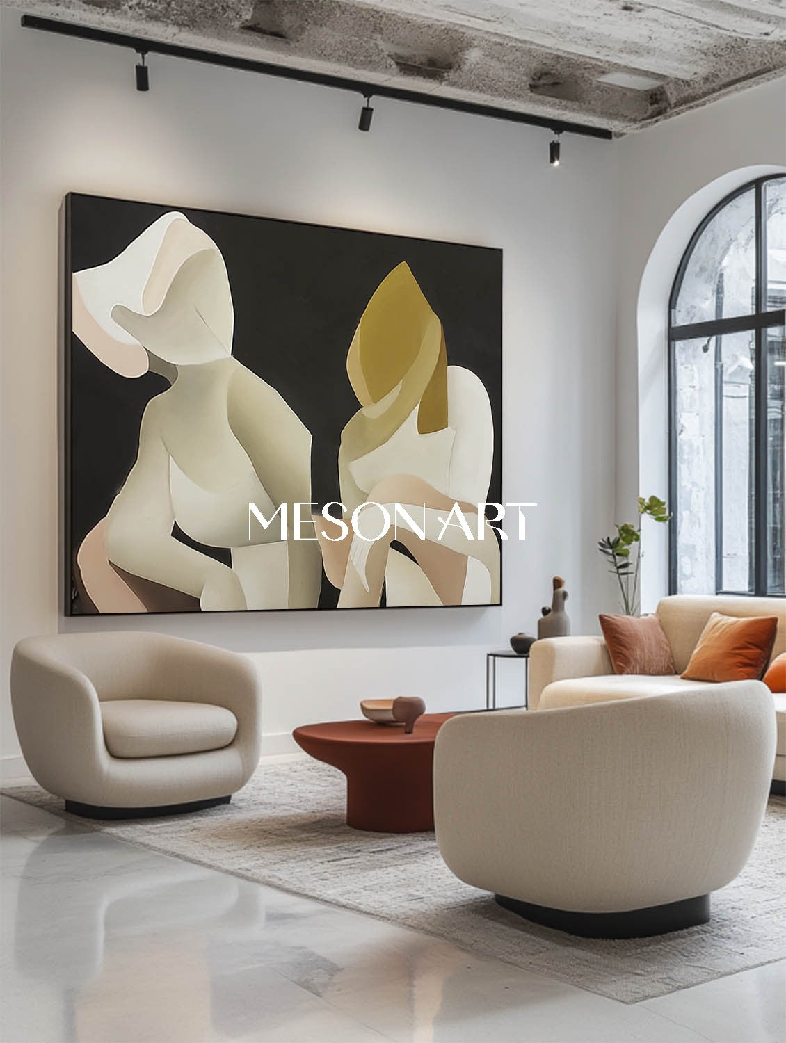 Buy Modern Minimalist Abstract Oil Painting for Living Room or Office