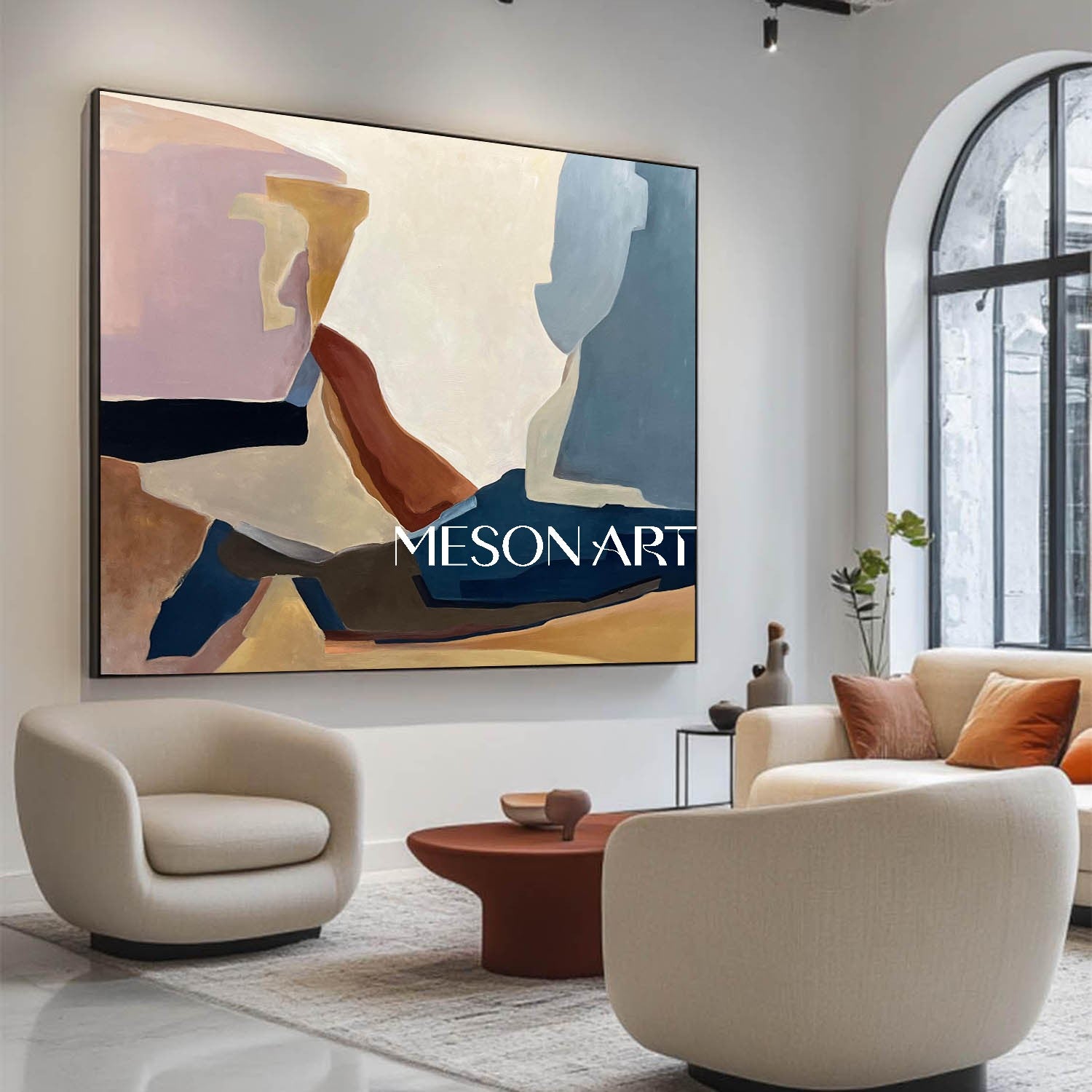 Contemporary Geometric Abstract Art, Medieval Minimalist Abstract Canvas Wall Decoration