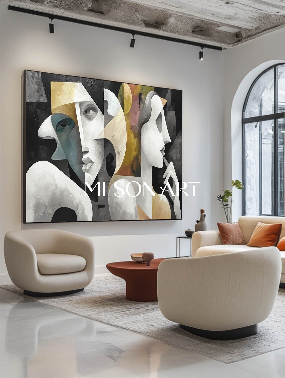 Black and Gold Modern Portrait Contemporary Abstract Wall Art Canvas