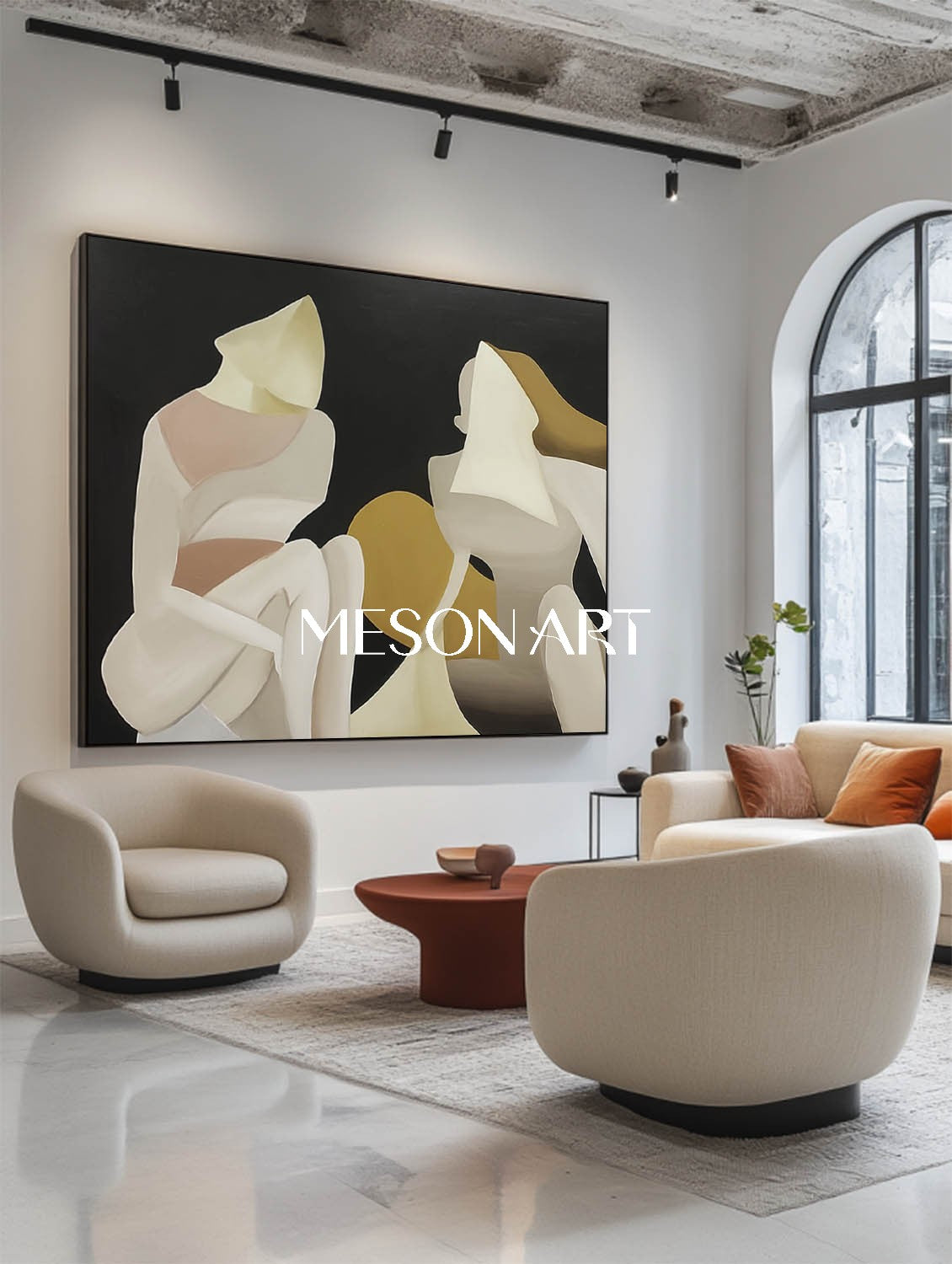 Order Large Minimalist Abstract Oil Painting for Office Wall or Lounge