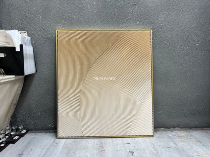 Champagne Gold Abstract Textured Wall Art Modern Plaster Relief Canvas