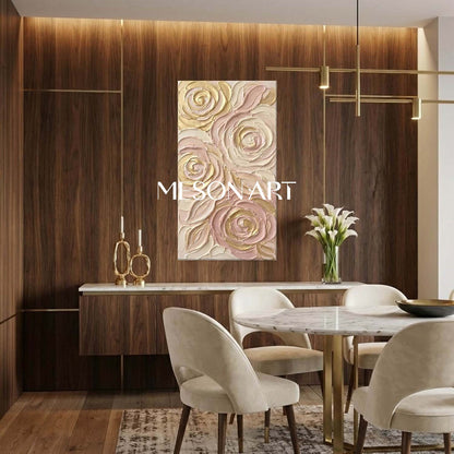 Large Heavy Texture Plaster Floral Art on Canvas Textured Minimalist Wall Decor