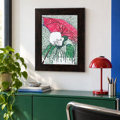 Red And Green Figurative Expressionist Painting Modern Art Rectangular Wall Decor By Mesonart