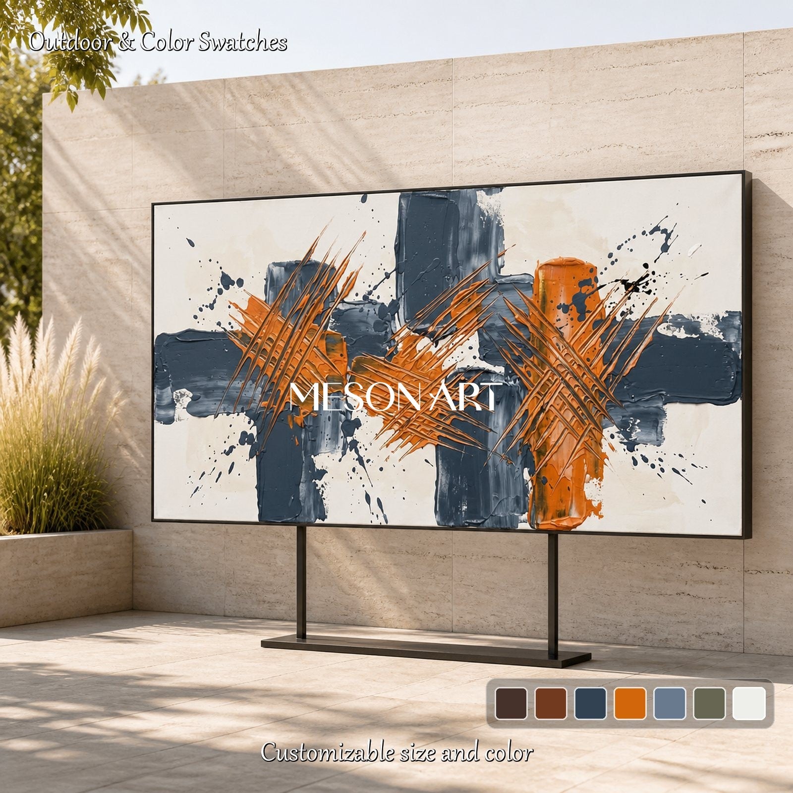 Orange And Black Abstract Painting Jackson Pollock Inspired Action Art By Mesonart