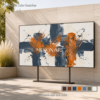Orange And Black Abstract Painting Jackson Pollock Inspired Action Art By Mesonart