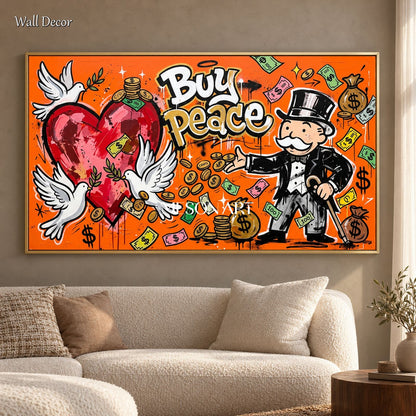 Orange Red Pop Art Graffiti Painting KAWS Style Cartoon Wall Decor For Living Room By Mesonart