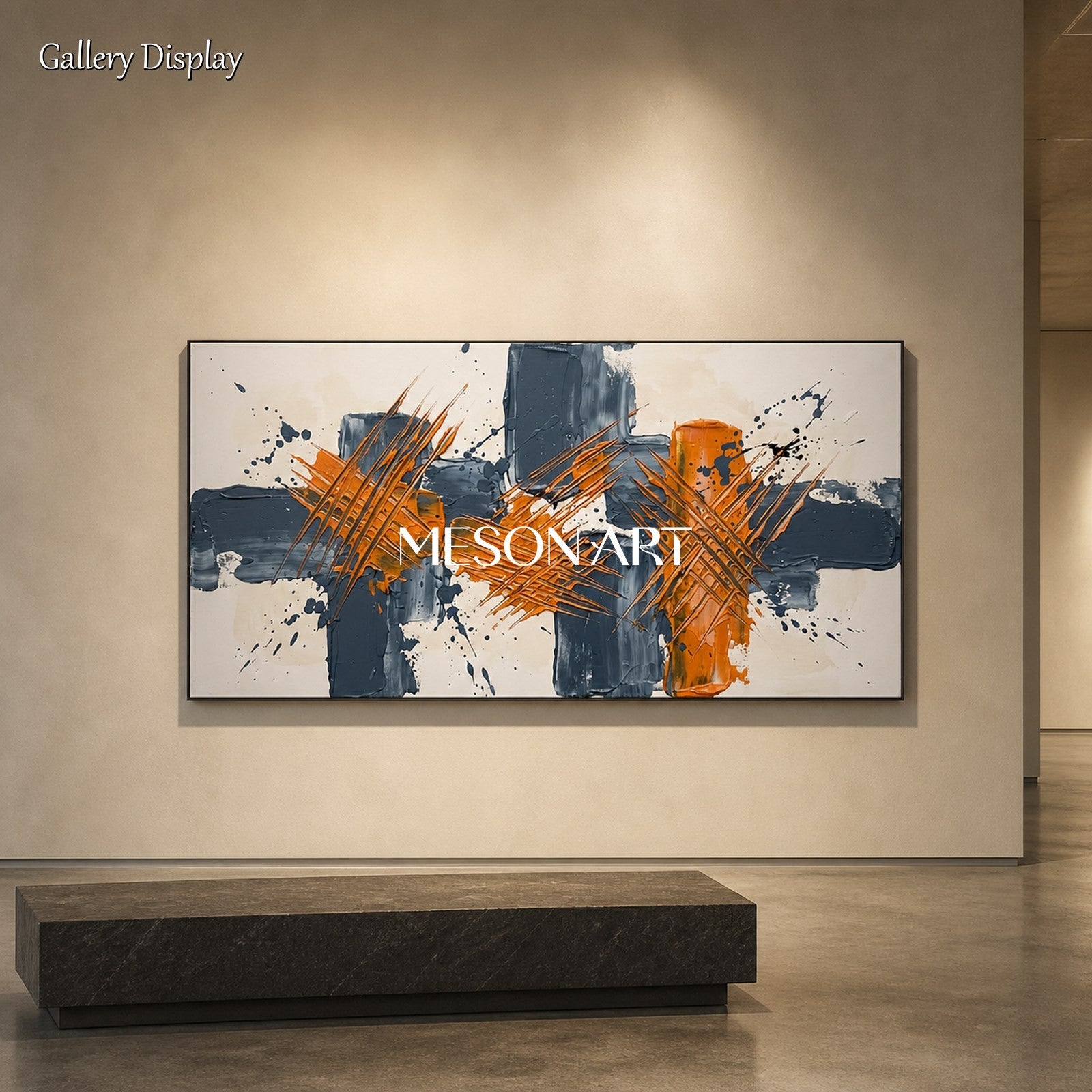 Orange And Black Abstract Painting Jackson Pollock Inspired Action Art By Mesonart