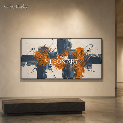 Orange And Black Abstract Painting Jackson Pollock Inspired Action Art By Mesonart