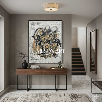 Original Graffiti Dog Pop Art Oil Painting Urban Street Modern Office