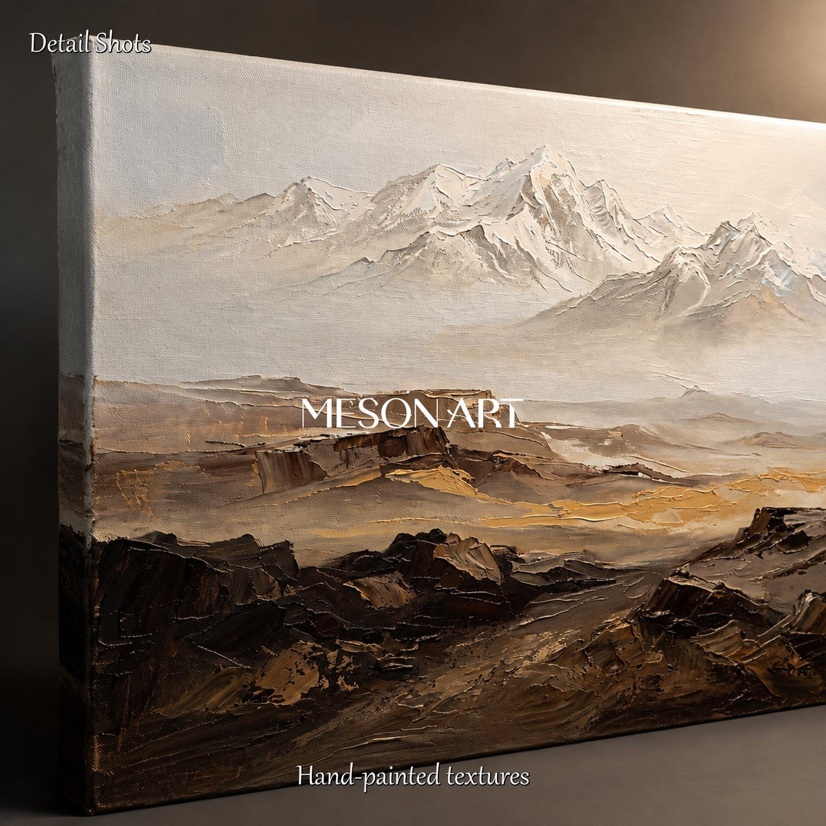 Beige And Brown Abstract Painting Rectangular Wall Art For Living Room Original Artist By Mesonart