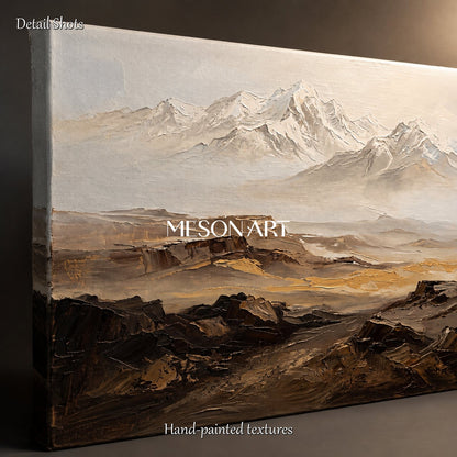 Beige And Brown Abstract Painting Rectangular Wall Art For Living Room Original Artist By Mesonart