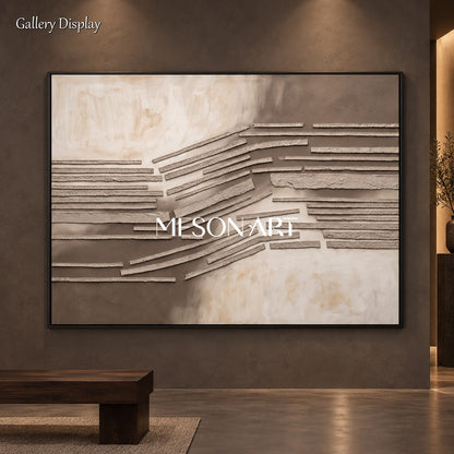 Beige And Brown Wabi-Sabi Abstract Art Rectangular Painting Original Artist By Mesonart