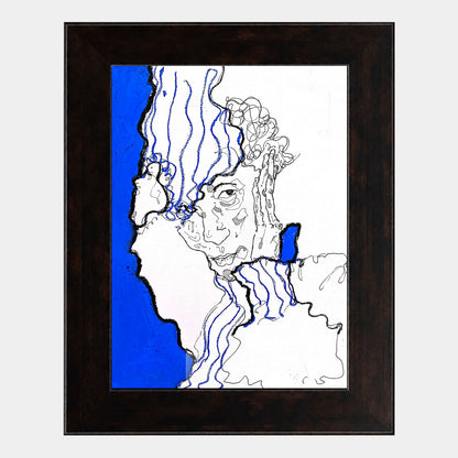 Modern Abstract Blue And Black Line Art Painting For Contemporary Home Decor