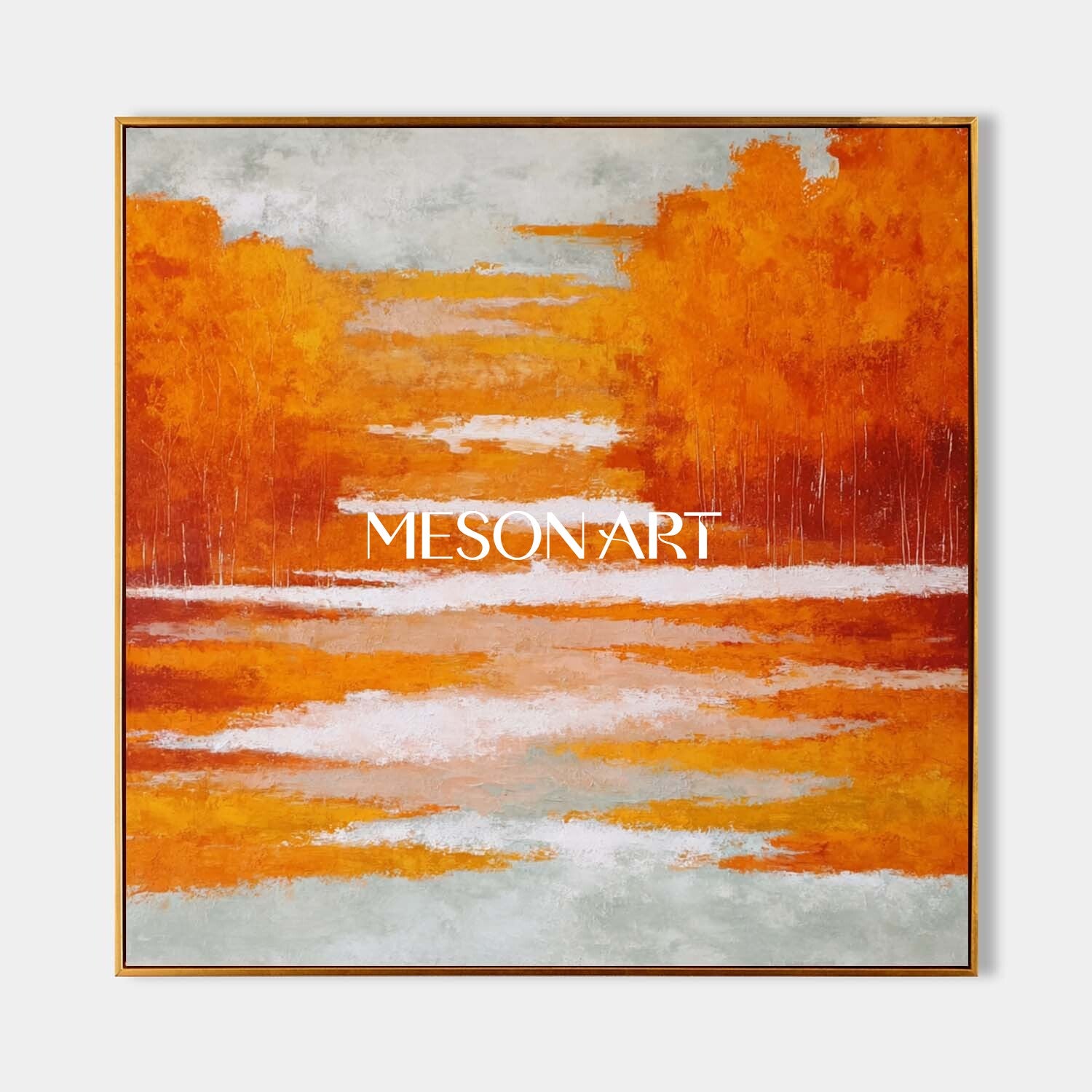 Fall Wall Art Abstract Orange Autumn Colors Canvas for Living Room