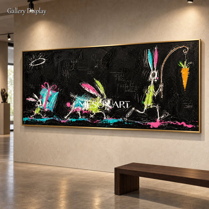 Black And Green Graffiti Abstract Painting Panoramic Wall Art For Living Room By Mesonart