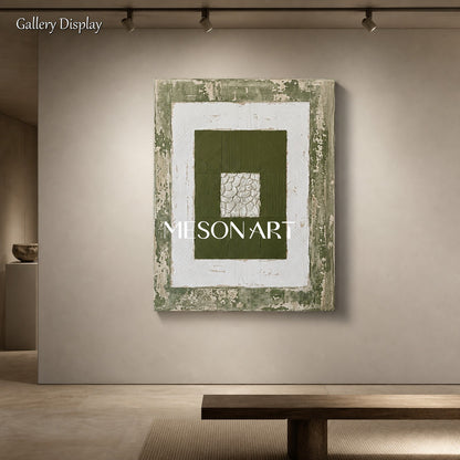 Green Abstract Wall Art With Textured Relief For Modern Living Room Decor
