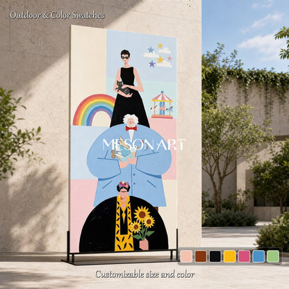 Minimalist Pop Art Painting With Iconic Figures For Modern Living Room Decor