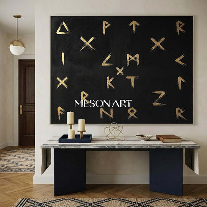 Modern Large Black Symbol Luxury Wall Art Custom Entryway Oil Painting