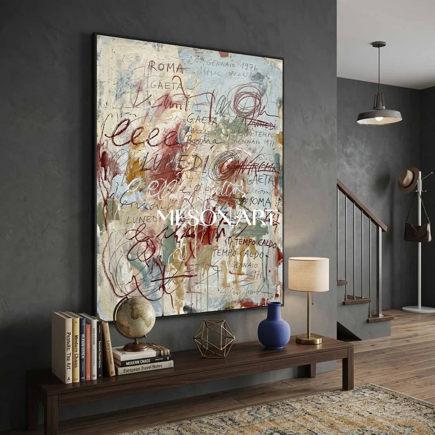 Large Lyrical Abstraction Bedroom Wall Art Textured Painting Entryway