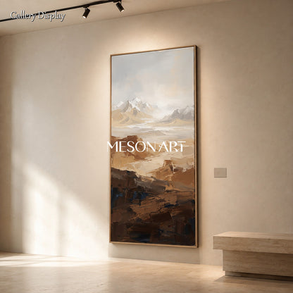 Beige And Brown Abstract Painting Large Panoramic Wall Art Original Artist Hand Painted By Mesonart