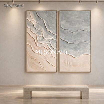 Blue And Beige Beach Ocean Art Rectangular Wall Decor Original Artist By Mesonart