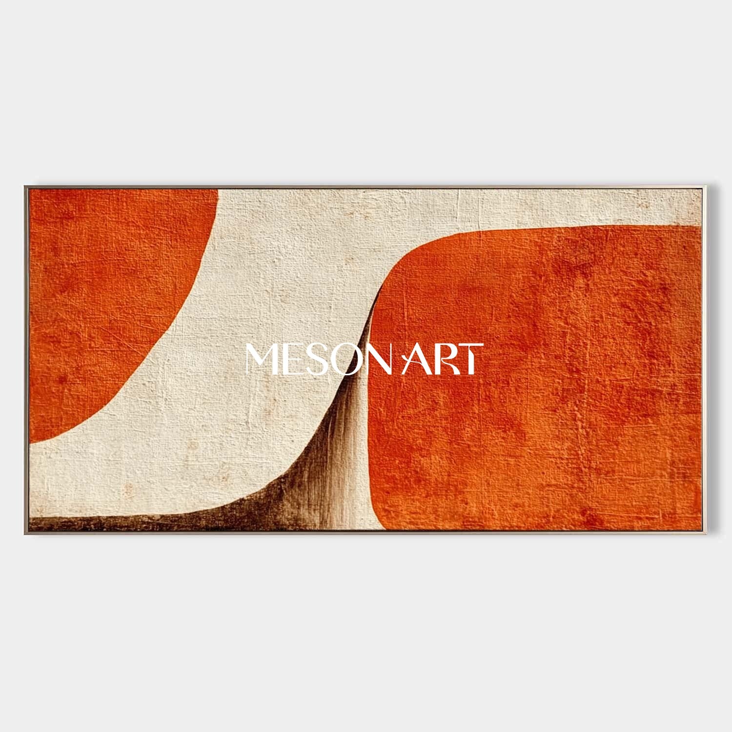Minimalist Abstract Wall Art Orange and Beige Geometric Canvas Decor