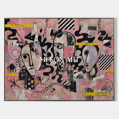 Urban Expressionist Portrait Art With Graffiti Influence For Modern Living Room Decor