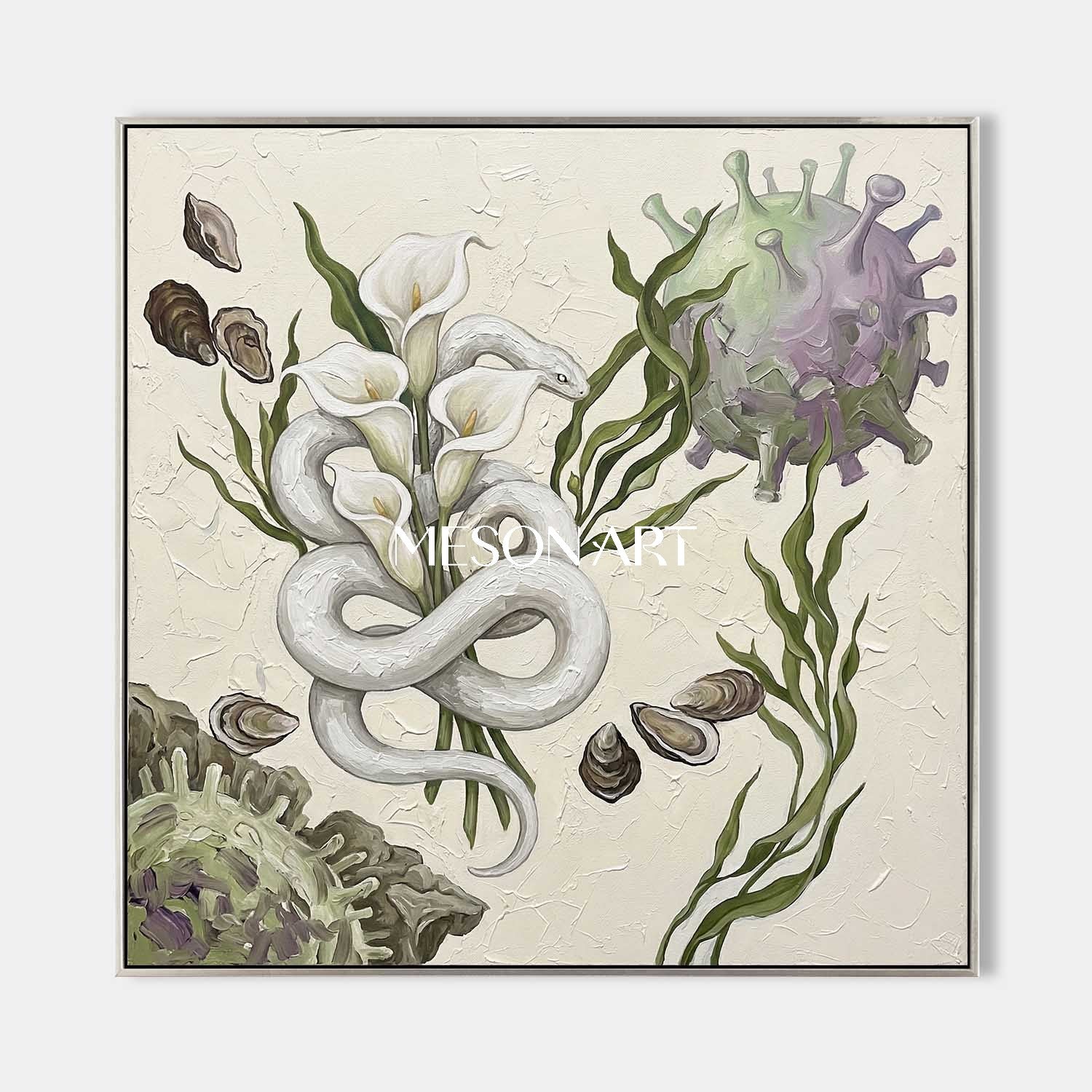 Creamy White Handmade Serene Calla Lily Canvas Art Spa Retreat Wall Decor