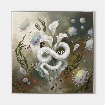 Large Hand Painted Spa Surrealism Wall Art Symbolist Calla Lily Canvas