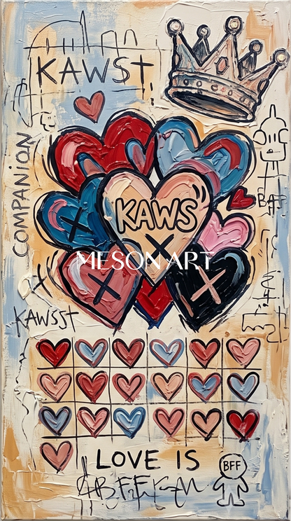 Urban Graffiti Art With Bold Hearts And Pop Icons For Modern Living Room Decor