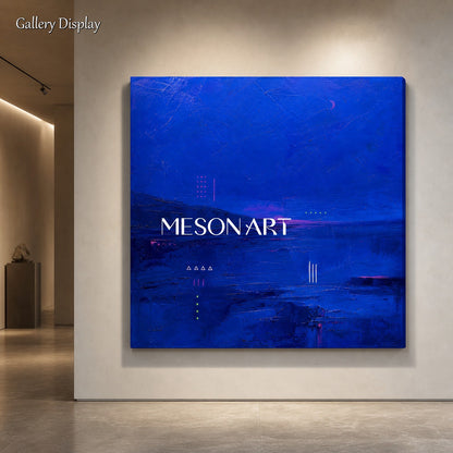 Deep Blue Abstract Painting Minimalist Wall Art For Living Room And Office Decor