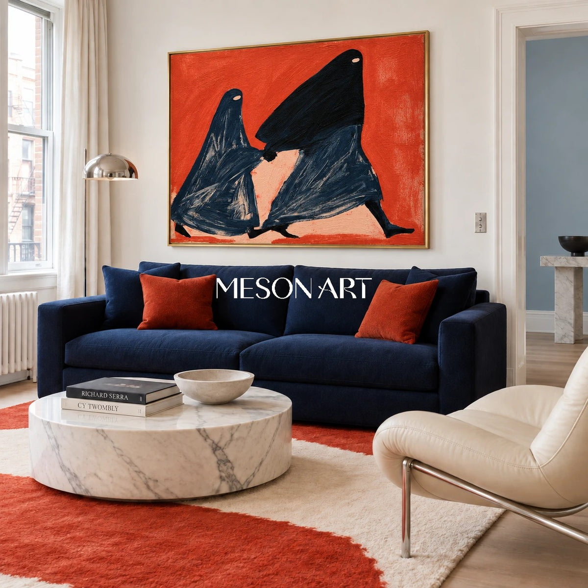 Red And Black Expressionist Figurative Art Rectangular Wall Decor Original Artist Hand Painted By Mesonart