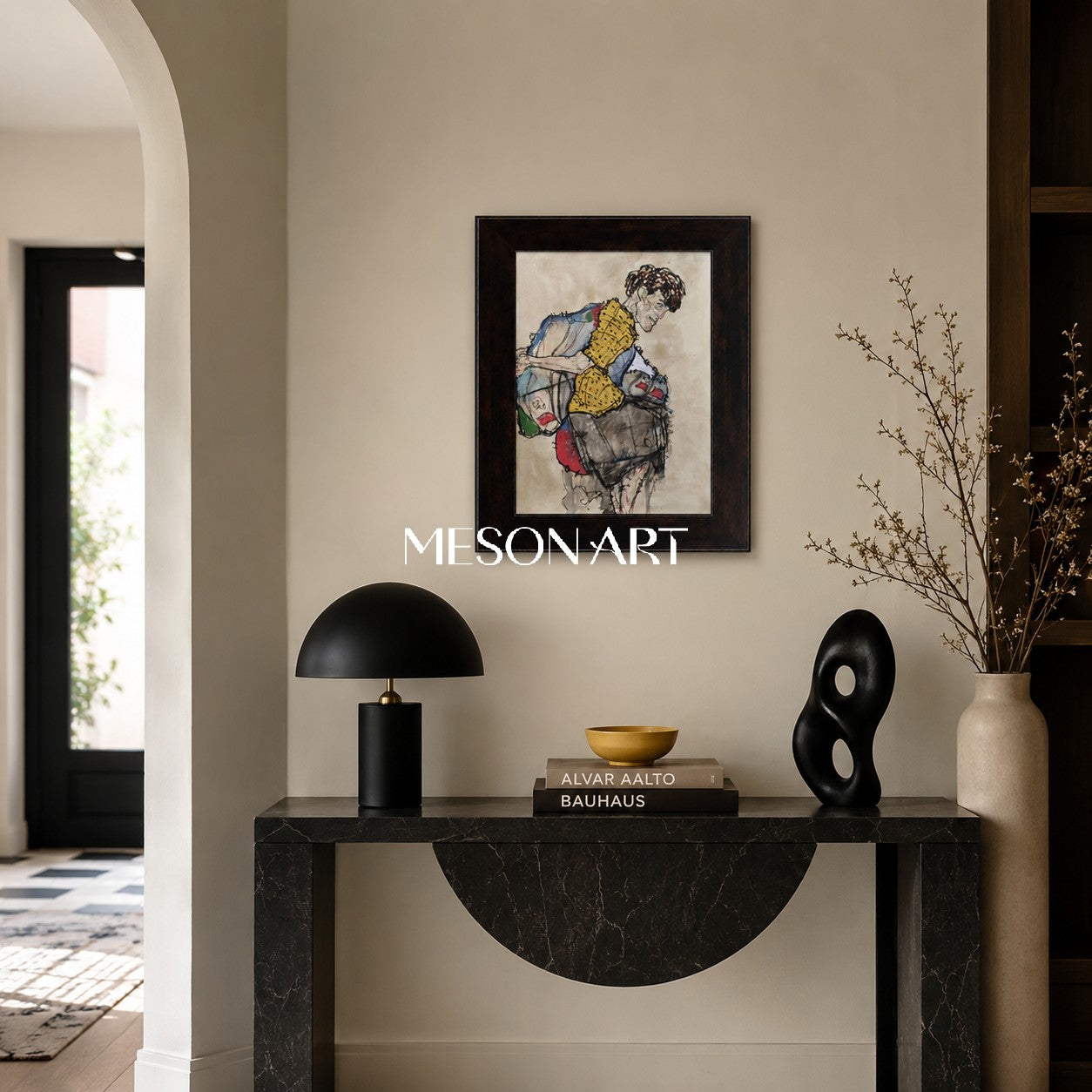 Brown And Yellow Figurative Contemporary Art Original Artist Fine Collectible Rectangular Painting By Mesonart