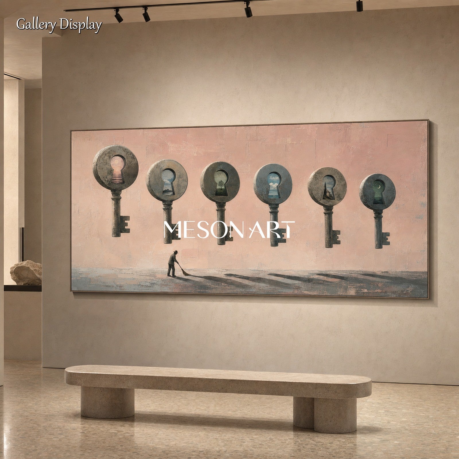 Surrealist Key Painting With Dream Landscapes For Modern Living Room Decor