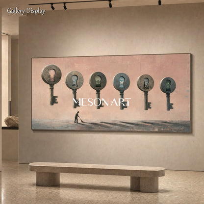 Surrealist Key Painting With Dream Landscapes For Modern Living Room Decor
