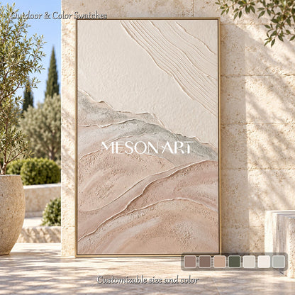 Beige And White Abstract Beach Texture Art Rectangular Wall Decor Original Artist By Mesonart