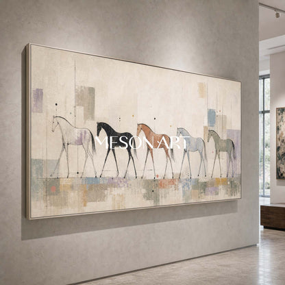 Abstract Horse Painting Minimalist Animal Art For Modern Living Room Decor
