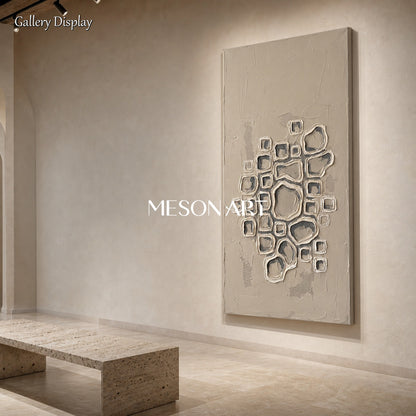 Minimalist Geometric Abstract Art With Textured Relief For Modern Living Room Decor