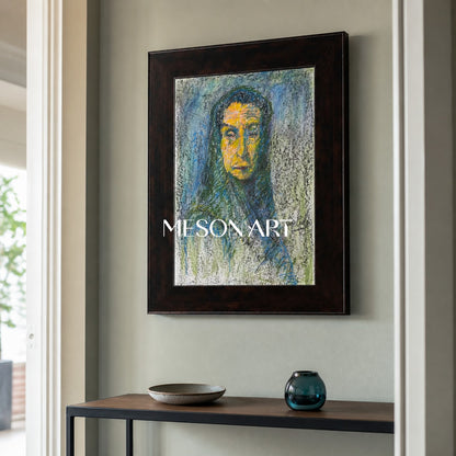 Blue And Green Contemporary Figurative Painting Rectangular Wall Art Original Artist Fine Artwork By Mesonart