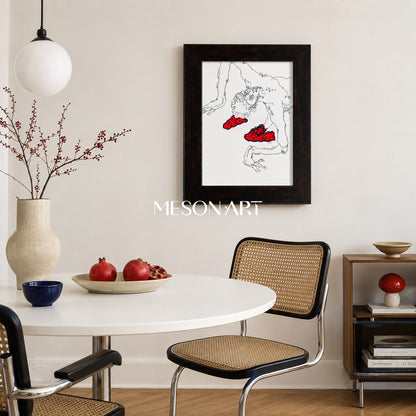 Red And Black Contemporary Original Painting Statement Artwork Rectangular Wall Decor For Living Room By Mesonart