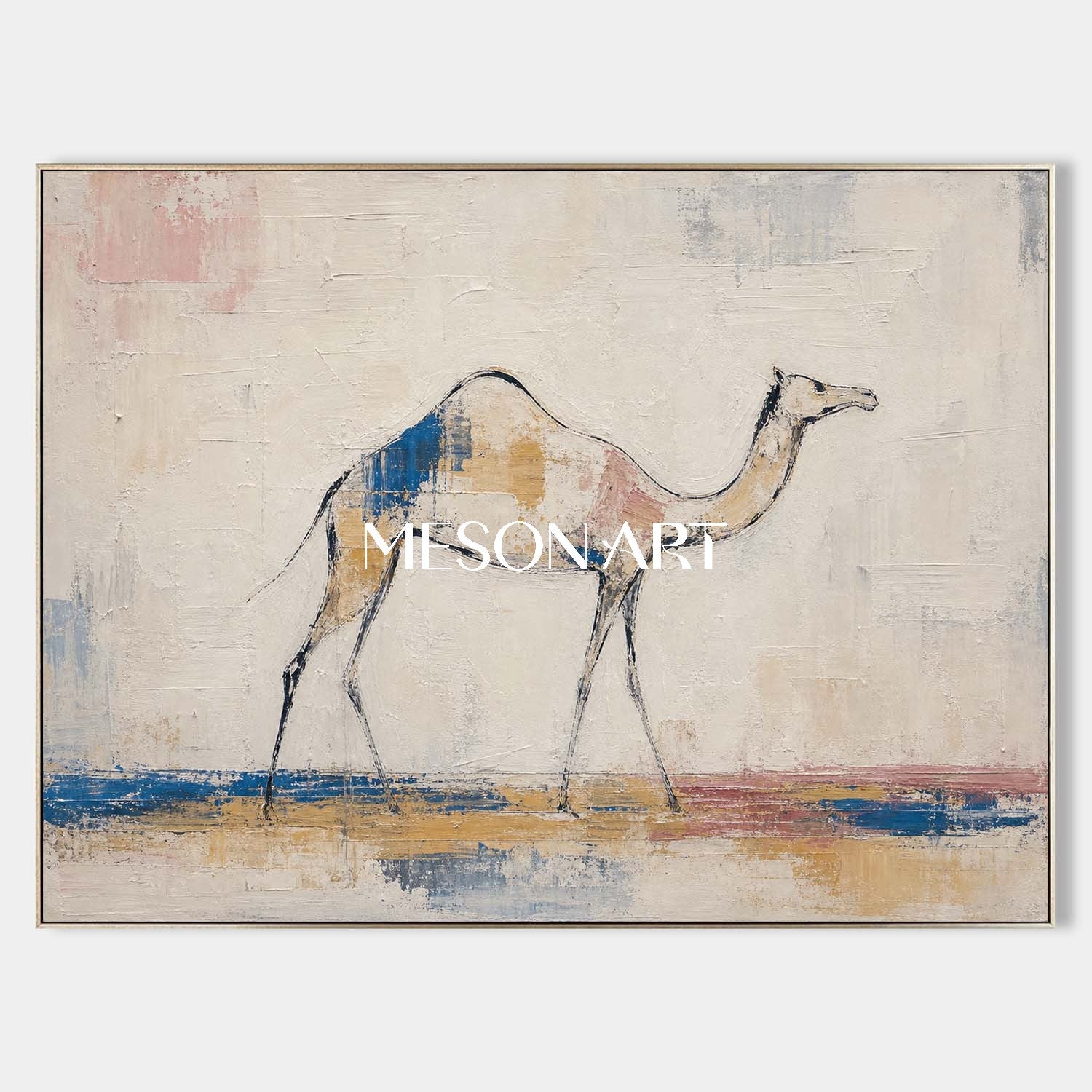 Minimalist Camel Painting Abstract Canvas Wall Art For Modern Living Room Decor