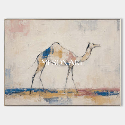 Minimalist Camel Painting Abstract Canvas Wall Art For Modern Living Room Decor