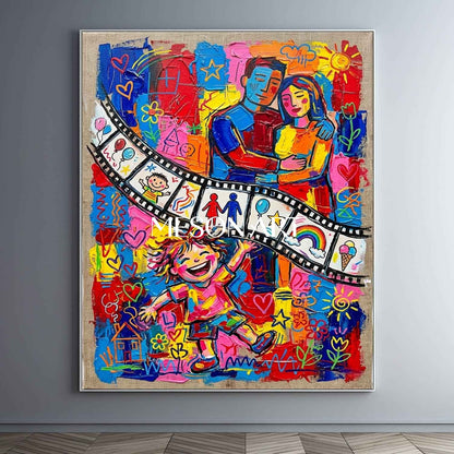 Vibrant Family Love Art With Colorful People For Living Room Decor