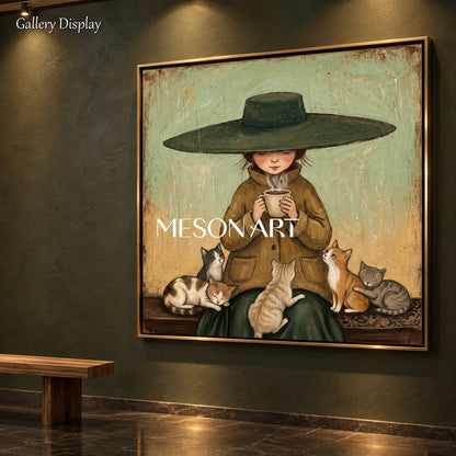 Green And Beige Vintage Painting Square Wall Art For Bedroom Original Artist Hand Painted By Mesonart