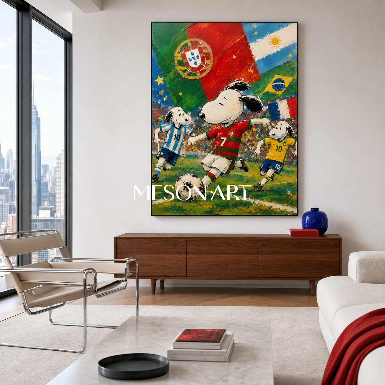 Snoopy World Cup Soccer Painting Vibrant Graffiti Style Art For Kids Room