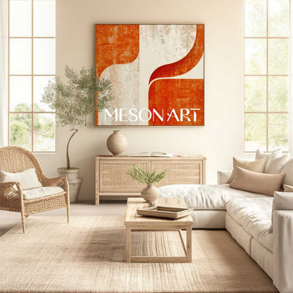 Modern Wall Art for Living Room Minimalist Abstract Orange Canvas