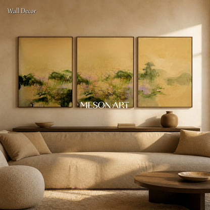 Gold And Green Abstract Expressionist Painting Rectangular Wall Art Original Artist By Mesonart